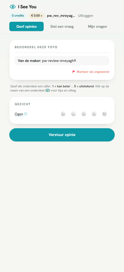 Beoordelen met de positieve 5-traps smiley-schaal (en de meldknop, zie hieronder)