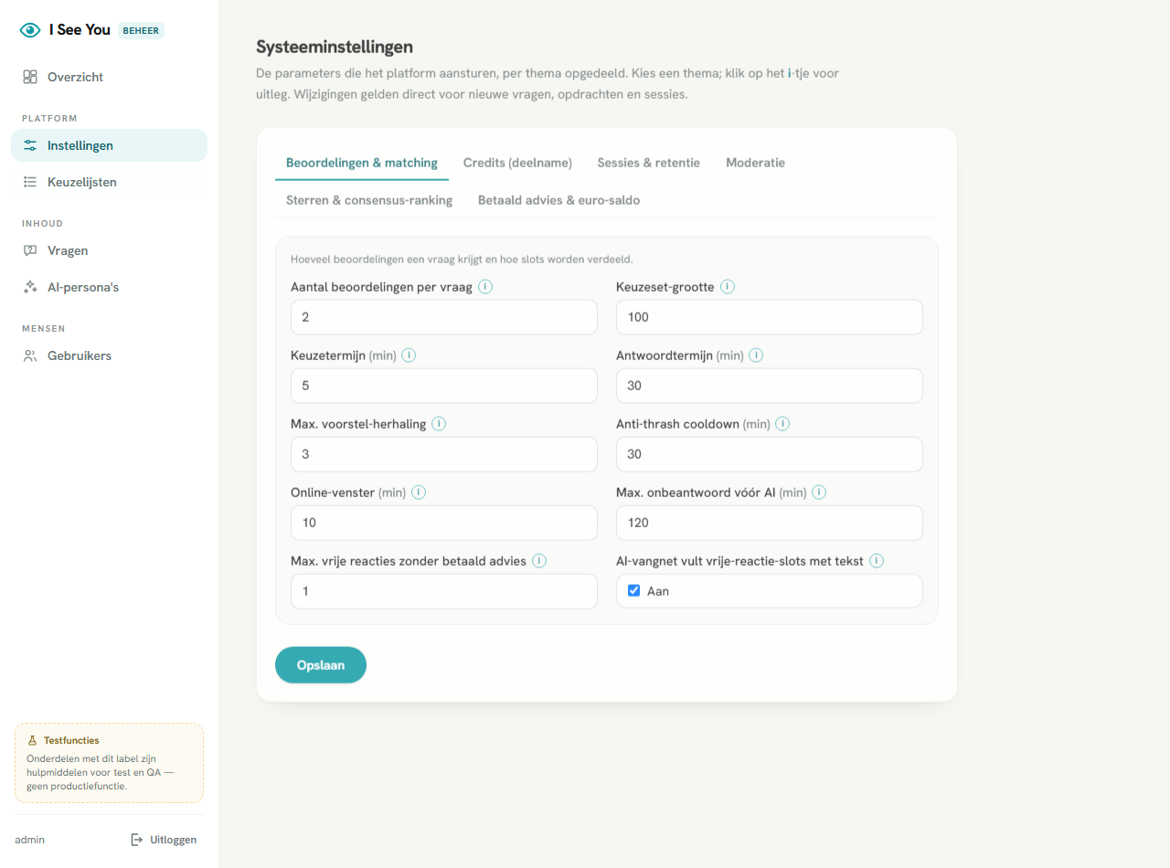 Het vraagformulier zonder de vrije-reactie-keuze; de nieuwe instellingen staan in het beheerportaal