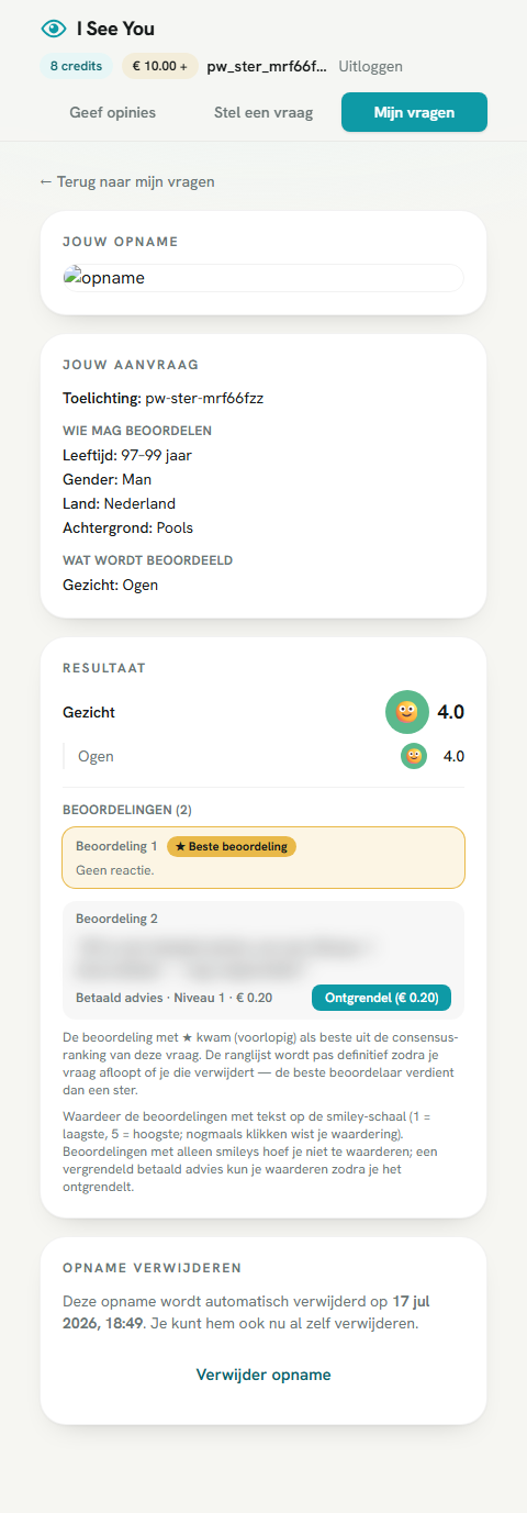Niets te waarderen (advies nog geblurd) — de ster staat er direct